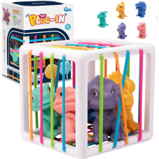 Woopie Гибкий сенсорный сортировщик кубиков для детей «Разноцветные динозавры» 6 шт.