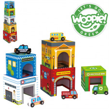 Woopie GREEN Puzzle Cubes City Vehicles in Boxes + Figures 10 pcs.