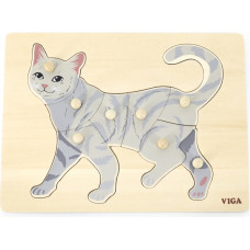 Viga Toys VIGA Wooden Puzzle Montessori Cat with Pins
