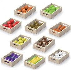 Viga Toys VIGA Koka augļu dārzeņu komplekts no 10 kastēm