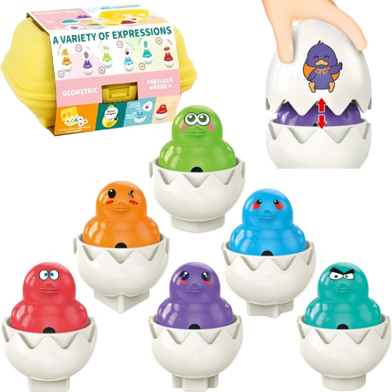 Woopie Układanka Sorter Montessori Dopasuj Kształty Zabawne Kurczaczki Jajka 6szt