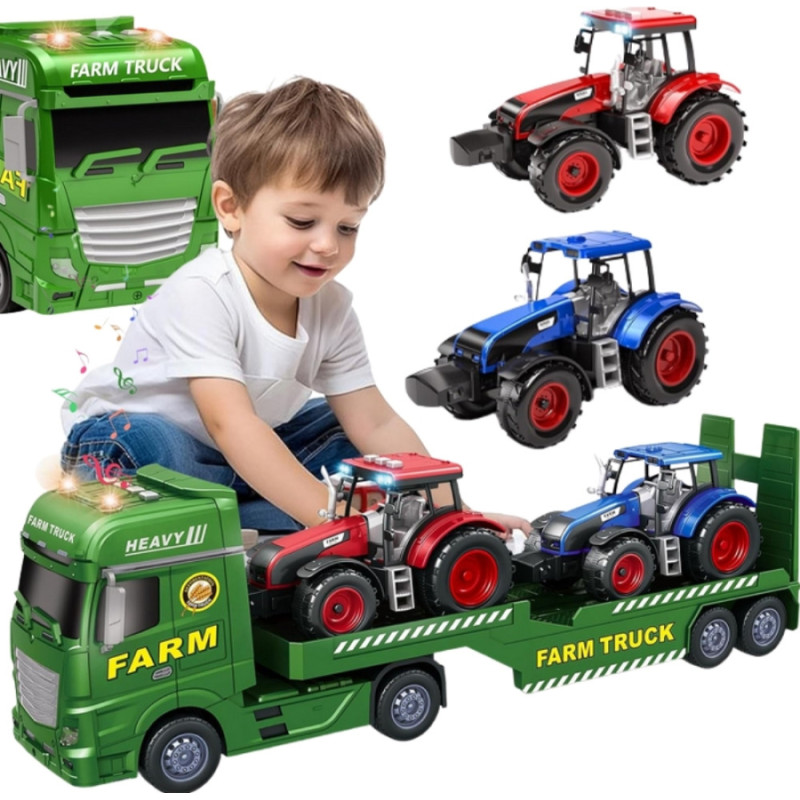 Woopie Car Tow Truck with Tractors Farm Lights Sounds