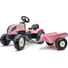 Falk Country Star Pink pedāļa traktors + piekabe un skaņas signāls uz 2 gadiem.
