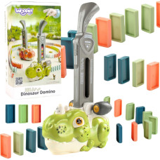 Woopie Elektriskā vilciena lokomotīve Domino blokiem Dinosaur Green — 3 KOMPLEKTĀCIJA