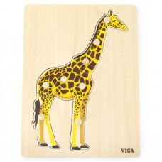 Viga Toys VIGA koka puzle Montessori žirafe ar tapām
