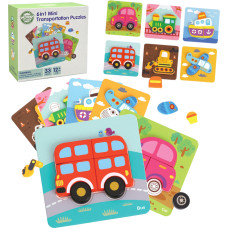 Woopie GREEN Koka Puzzle Blocks Transportlīdzekļi Montessori FSC