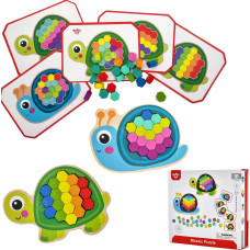 Tooky Toy Деревянная красочная мозаика-головоломка «Черепаха-Улитка»