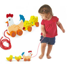 Viga Toys VIGA Vilkšanas komplekts Gailene ar vistām 36 cm