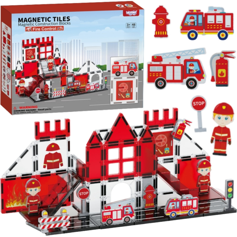 Woopie Klocki Magnetyczne 3D Zestaw Straż Pożarna 48el.