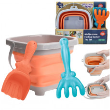 Woopie Set of Folding Bucket with Rakes and Spatula, Orange