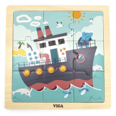 Viga Toys VIGA Handy Деревянный пазл-корабль, 9 деталей