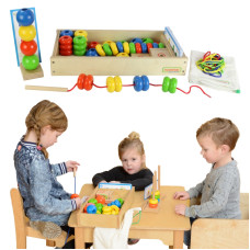 Masterkidz Large Wooden Threader Cards in a Montessori box