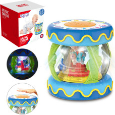 Woopie Музыкальная шкатулка BABY Drum, проектор, музыкальная игрушка 3 в 1 для малышей + ролик для обучения ползанию