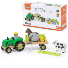 Viga Toys VIGA koka traktoru dzīvnieku ferma