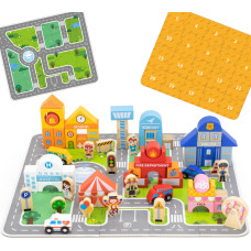 Viga Toys VIGA Wooden Set City Building Blocks Board Figures