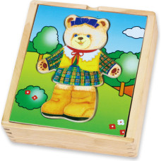 Viga Toys Viga Wooden Puzzle Logic Puzzle Saģērb lācīša meiteni