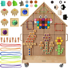 Masterkidz Koka STEM tāfele, brīvi stāvoša, XXL izmēra mājas formā + aksesuāri