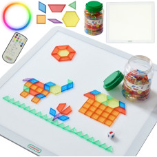 Masterkidz Kvadrātveida LED gaismas panelis krāsains + Montessori mozaīkas bloki 140 gab.