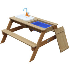 AXI Emīlijas piknika galds ar soliņu un jaucējkrānu darbināmu izlietni un ūdens/smilšu traukiem