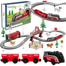 Woopie Zestaw Elektryczna Kolejka Lokomotywa Tor Farma Zwierzęta 70 el.