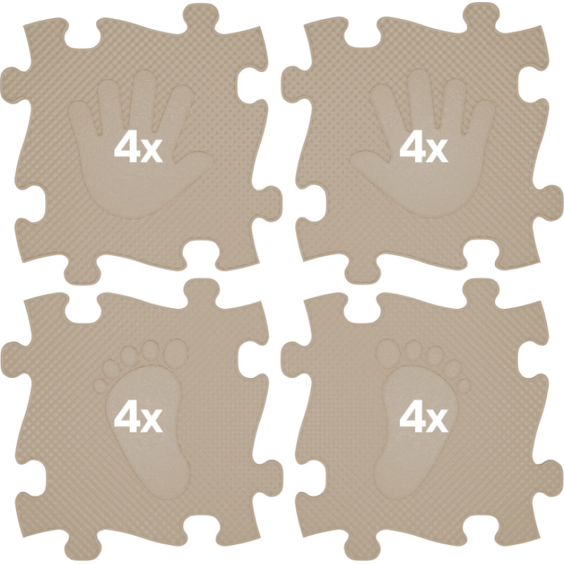 Woopie Ortopēdiskais sensorais paklājiņš Puzle rokām un kājām 16 gab. - Bēša krāsa