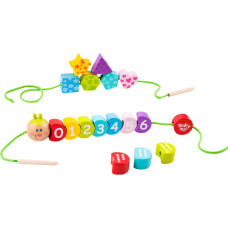 Tooky Toy Wooden Blocks for Threading Caterpillar Learning to Count 20 pcs.