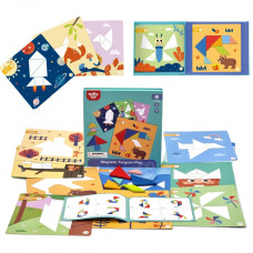 Tooky Toy Tangram Puzle Puzle bērniem, kas apgūst figūras figūras formas 18 gabali.