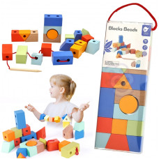 Classic World Wooden Blocks for Threading Geometric Figures 21 pcs.