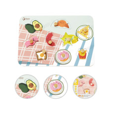 Classic World Wooden Food Puzzle with Pins Match Shapes Puzzle 10 pcs.