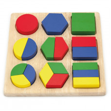 Viga Toys Koka puzle Viga Patterns Ģeometriskās figūras 18 Montesori elementi
