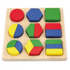 Viga Toys Wooden puzzle Viga Patterns Geometric Figures 18 Montessori Elements