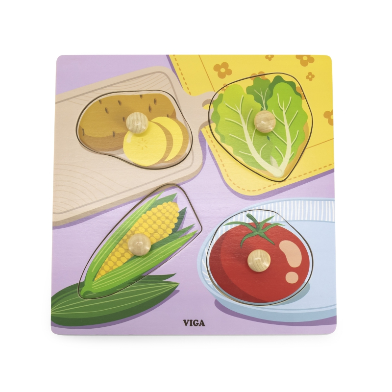 Viga Toys VIGA Wooden Puzzle with Vegetable Pins