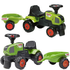 Falk Baby Claas Axos 310 zaļais traktors ar piekabi no 1 gada