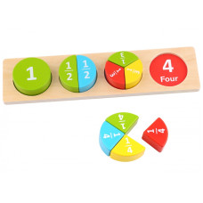Tooky Toy Koka puzle Montesori izglītības kārta, kurā apgūst matemātikas daļskaitļus