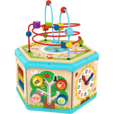 Tooky Toy Montessori interaktīvā koka sešstūra atvēršanas kaste