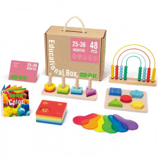 Tooky Toy Izglītojoša Montessori Box Šķirotāja Puzle Abakuss Mācību krāsas Frakcijas 6in1 no 2 gadu vecuma