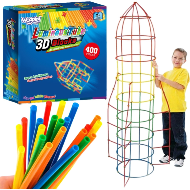 Woopie Klocki Konstrukcyjne Świecące Słomki 400 szt.