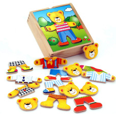 Viga Toys Viga Wooden Puzzle Educational Puzzle Dress Up the Teddy Bear Boy