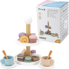 Viga Toys Viga PolarB Wooden cake stand with cupcakes, cookies and coffee, set of 15 pieces