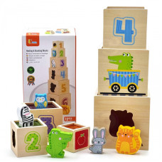 Viga Toys VIGA Koka piramīdas Puzzle Blocks Šķirotājs Montessori