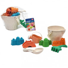 Woopie GREEN Sand Bucket Set Locks 8 pcs. BIODEGRADABLE ORGANIC MATERIAL