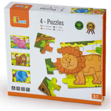Viga Toys Wooden Puzzle Safari Animals 4 Picture Puzzle