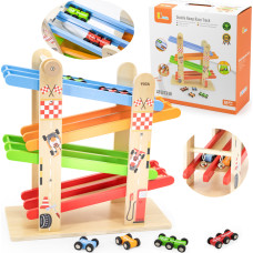Viga Toys Деревянные двойные горки VIGA для гоночной трассы игрушечных машинок