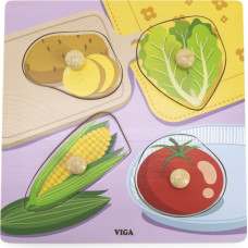 Viga Toys VIGA koka puzle ar augu piespraudēm