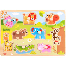 Tooky Toy Деревянный пазл «Животные Монтессори» с соответствующими булавками