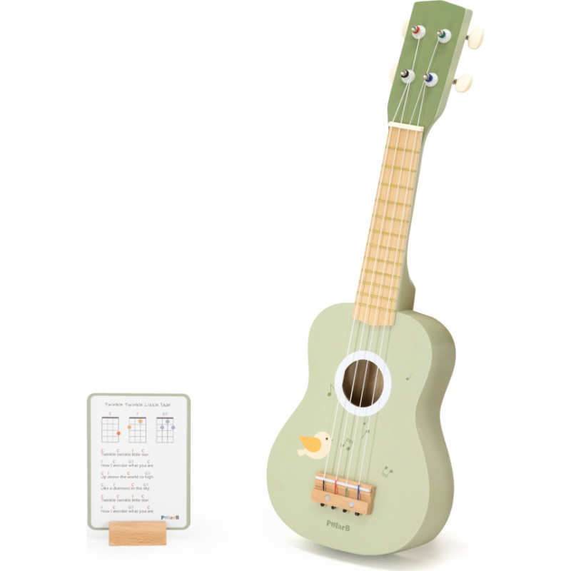 Viga Toys Viga Koka Ukuleles ģitāra Bērniem Zaļa Ar Notīm