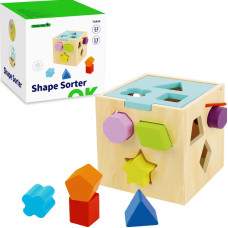 Tooky Toy Koka Šķirotājs Krāsains Kubs ar Krāsainiem Rakstiem 13 gab.