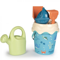 Smoby Green Bucket with sand accessories and a bioplastic watering can