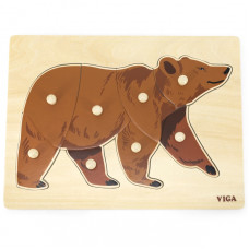 Viga Toys VIGA koka puzle Montessori Teddy Bear ar tapām