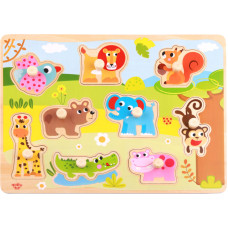 Tooky Toy Wooden Montessori Animals Puzzle with Matching Pins